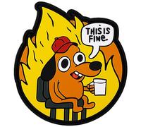 This Is Fine Dog Patch, 9x8cm Creativo Esto Esta Bien Morale Patch Parches de Meme Gift Parches de Apliques Bordados con Respaldo Adhesivo Mágico para Mochilas Chaquetas Jeans Chalecos