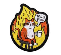 This is Fine Parche de Gato, 7,7x 6,5cm Lindo Parches Bordados Parche meme con Cinta Mágica Parche Moral de Gato This is Fine Parche de Perro para Jeans Chaquetas Mochilas Sombreros
