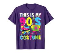 This Is My 90's Costume 1990s 90s Party Vintage Disco Camiseta, Hombre, Morado, L