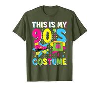 This Is My 90's Costume 1990s 90s Party Vintage Disco Camiseta, Hombre, Verde Oliva, L