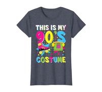 This Is My 90's Costume 1990s 90s Party Vintage Disco Camiseta, Mujer, Azul Jaspeado, L