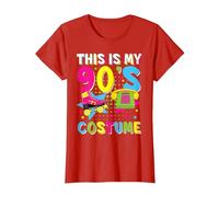 This Is My 90's Costume 1990s 90s Party Vintage Disco Camiseta, Mujer, Rojo, L