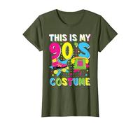 This Is My 90's Costume 1990s 90s Party Vintage Disco Camiseta, Mujer, Verde Oliva, L