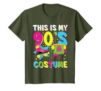 This Is My 90's Costume 1990s 90s Party Vintage Disco Camiseta, Niños, Verde Oliva, 3 años