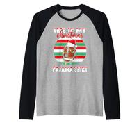 This Is My Christmas Pajama American Football Santa Hat Xmas Camiseta Manga Raglan