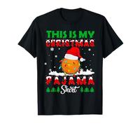 This Is My Christmas Pajama Pingpong Santa Hat Xmas Lights Camiseta