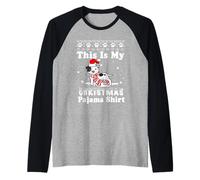 This Is My Christmas Pajama Pit Bull Dog Funny Xmas Camiseta Manga Raglan