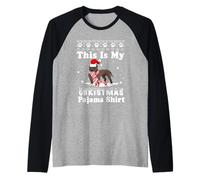 This Is My Christmas Pajama Pit Bull Dog Funny Xmas Camiseta Manga Raglan