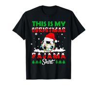 This Is My Christmas Pajama Soccer Santa Hat Xmas Lights Camiseta