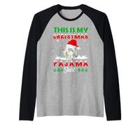 This Is My Christmas Pajama Soccer Santa Hat Xmas Lights Camiseta Manga Raglan