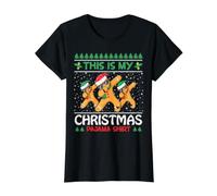 This is my Christmas Pijama Camisa Dabbing Gingerbread Hombres Camiseta gráfica económica, Mujer, Negro, L