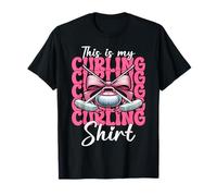 This Is My Curling Shirt Stone Player Girl Mom Coquette Bow Camiseta