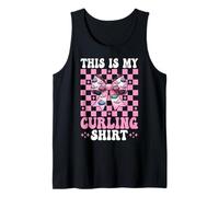 This Is My Curling Shirt Stone Player Girl Mom Coquette Bow Camiseta sin Mangas