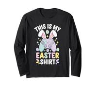 This is my Easter Shirt Videojuego Bunny Eggs Gamer Kids Fun Manga Larga