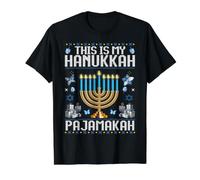 This Is My Hanukkah Pajamakah Funny Ugly Janucá Judío Camiseta gráfica económica, Hombre, Negro, XL