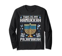This Is My Hanukkah Pajamakah Funny Ugly Janucá Judío Manga Larga