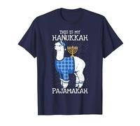 This is My Hanukkah Pijamakah Llama Menorah Funny Pijama Camiseta, Hombre, Azul Marino, 3XL