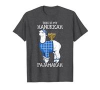 This is My Hanukkah Pijamakah Llama Menorah Funny Pijama Camiseta, Hombre, Jaspeado Oscuro, XXL