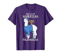 This is My Hanukkah Pijamakah Llama Menorah Funny Pijama Camiseta, Hombre, Morado, XL