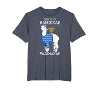 This is My Hanukkah Pijamakah Llama Menorah Funny Pijama Camiseta, Hombre Tallas Grandes, Azul Jaspeado, 4X Alto