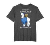 This is My Hanukkah Pijamakah Llama Menorah Funny Pijama Camiseta, Hombre Tallas Grandes, Jaspeado Oscuro, 2X Alto