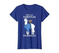 This is My Hanukkah Pijamakah Llama Menorah Funny Pijama Camiseta, Mujer, Azul Real, L