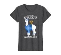 This is My Hanukkah Pijamakah Llama Menorah Funny Pijama Camiseta, Mujer, Jaspeado Oscuro, S