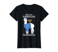 This is My Hanukkah Pijamakah Llama Menorah Funny Pijama Camiseta, Mujer, Negro, M