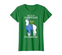 This is My Hanukkah Pijamakah Llama Menorah Funny Pijama Camiseta, Mujer, Verde Kelly, M