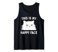 This Is My Happy Face Funny Cat Sarcastic Slogan Camiseta sin Mangas