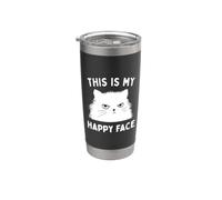 This Is My Happy Face Funny Cat Sarcastic Slogan Vaso térmico de acero inoxidable de doble pared