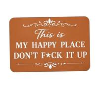 This is my happy place don't f it up mat, 1 tapete para puerta This Is My Happy Place Don't F It Up, puerta divertida, alfombra de entrada antideslizante absorbente, marrón, 19, 69 x 31, 50 pulgadas