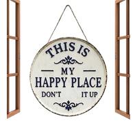 "This Is My Happy Place Don't F*k It Up" Decoración De Pared Colgante Vintage - Divertido Letrero De Metal Para Jardín, Granja, Bar O Cafetería, Decoración De Pared