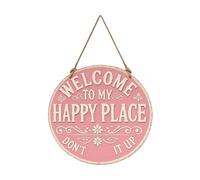 This is My Happy Place Don't Ruin It Sign - Round Funny Wood Signs for Front Door Bar Cafe