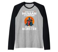 This Is My Human Costume I'm Really A Monster Halloween Camiseta Manga Raglan