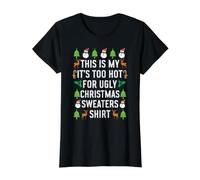 This is my It's Too Hot for Feo Christmas Sweater Shirt Camiseta gráfica económica, Mujer, Negro, XL