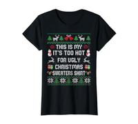 This Is My It's Too Hot For Ugly Christmas Sweater Shirt Camiseta gráfica económica, Mujer, Negro, L