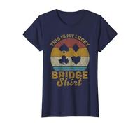 This Is My Lucky Bridge Shirt Funny Bridge Juego de Cartas Camiseta, Mujer, Azul Marino, M