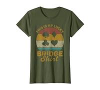 This Is My Lucky Bridge Shirt Funny Bridge Juego de Cartas Camiseta, Mujer, Verde Oliva, XL