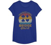 This Is My Lucky Bridge Shirt Funny Bridge Juego de Cartas Camiseta, Niñas, Azul Real, XS