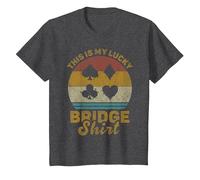 This Is My Lucky Bridge Shirt Funny Bridge Juego de Cartas Camiseta, Niños, Jaspeado Oscuro, 4 años
