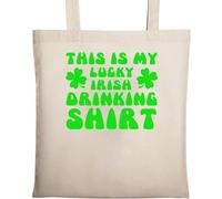 This is My Lucky Irish Drinking Shirt - Divertida bolsa de algodón ecológico natural, color beige, beige, Talla única