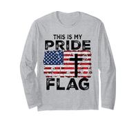 This Is My Pride Flag Jesus Cross USA American 4 of July Manga Larga