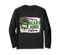 This Is My Scary Aunt Messy Bun Skull Halloween Costume Manga Larga