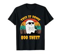 This Is Some Boo Sheet Retro Funny Ghost Halloween Hombres Mujeres Camiseta gráfica económica, Hombre, Negro, S