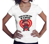 This Is The Ass of A Killer Freddy Camisa Blanca de Cuello en V para Mujer Size XXL
