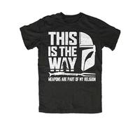 This Is The Way Ringer Mando Weapon Are Part of My Religion Men's Black T-Shirt Unisex Clothing, Negro , M