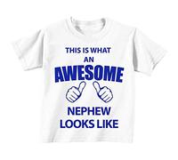This is What An Awesome Sobrino Se Ve Blanco Camiseta Azul Texto Bebé Niño Niños Disponible en Tallas 0-6 Meses to 14-15 Years - Blanco, 5-6 Years