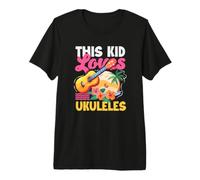 This Kid Loves Ukeleles Tropical Beach Sunset Music Ukelele Camiseta Premium