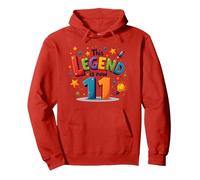 This Legend Is Now 11 - Regalo de cumpleaños para niños de 11 años Sudadera con Capucha, Unisex para Adultos, Rojo, XXL